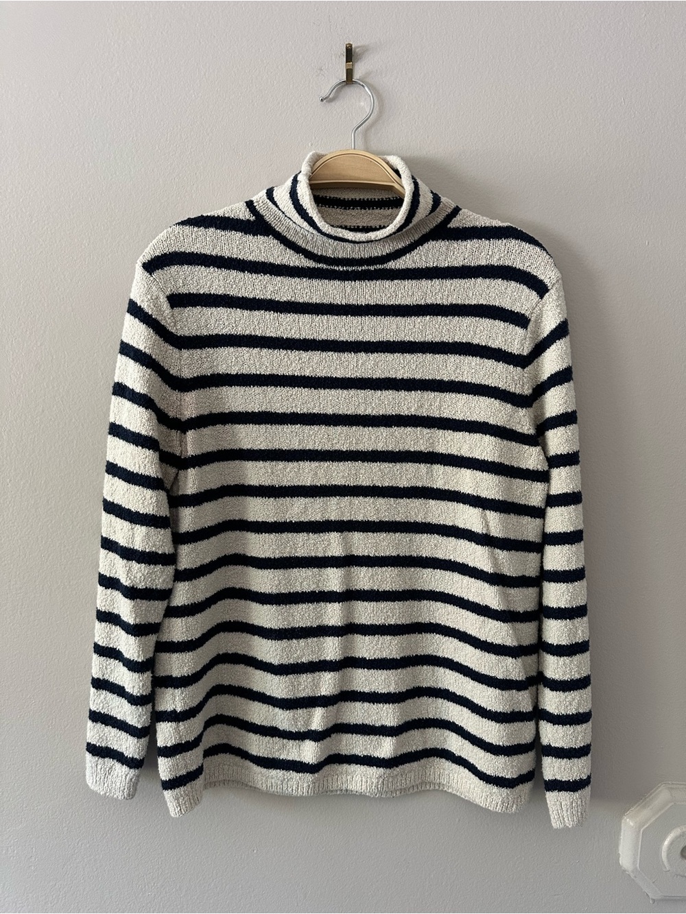 Cozy Striped Rollneck Sweater - Navy & Cream - Picture 2 of 8